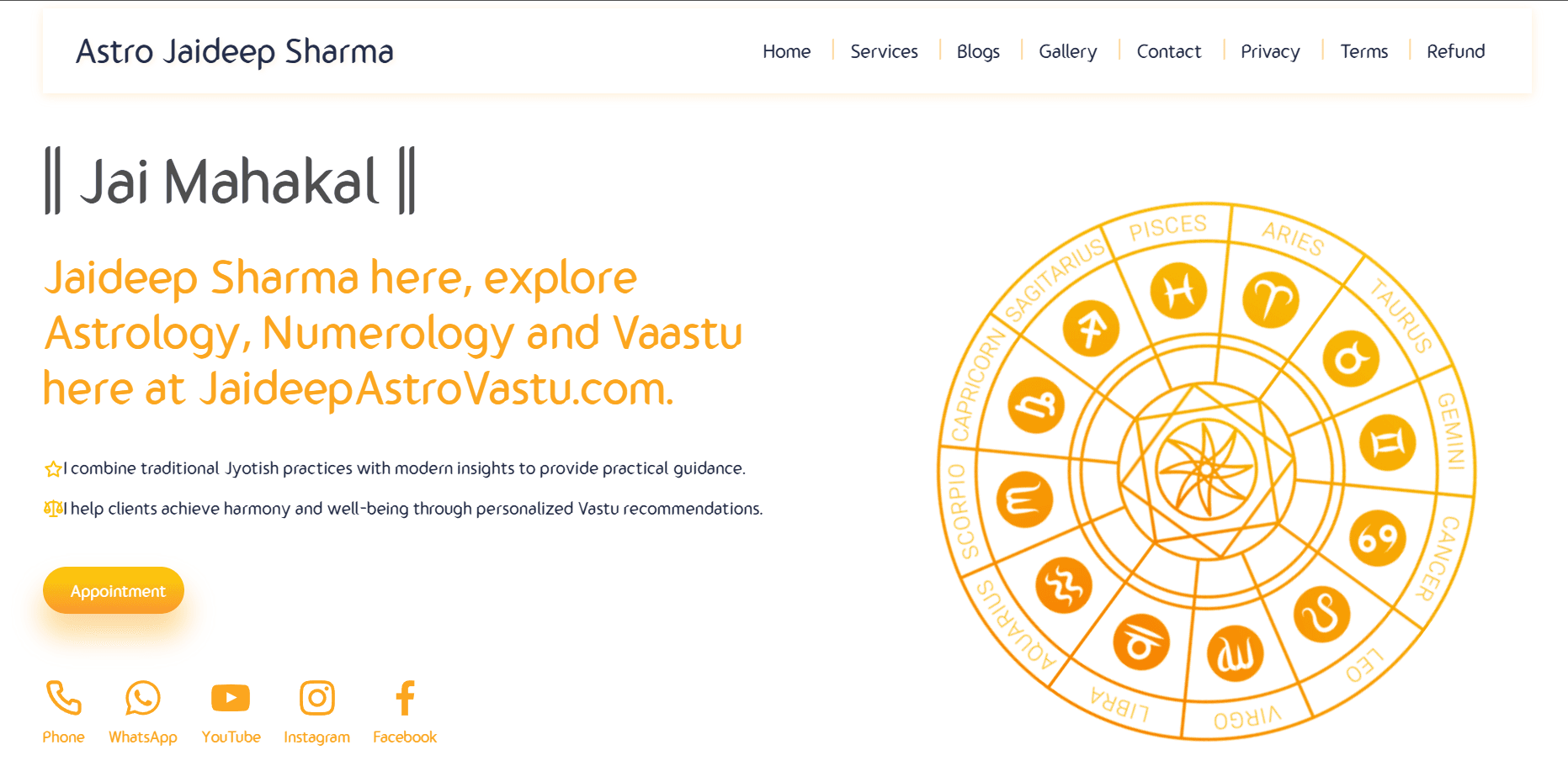 Jaideep Astro Vastu production website screenshots